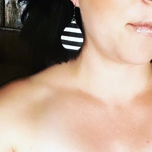 Leather tear drop earrings